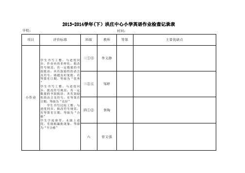 英语检查表格