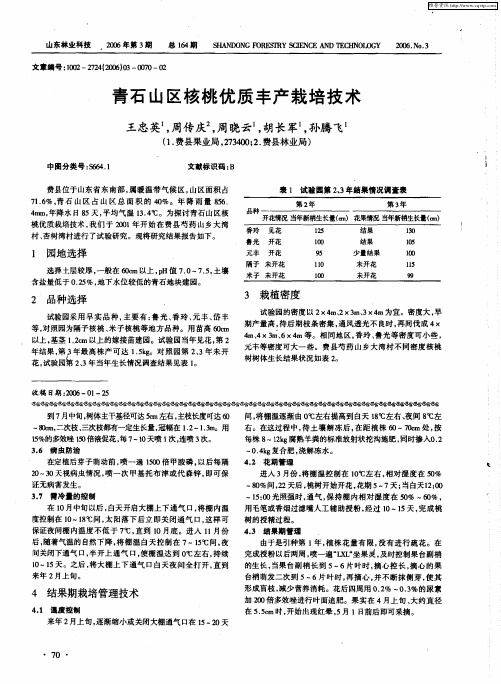 青石山区核桃优质丰产栽培技术