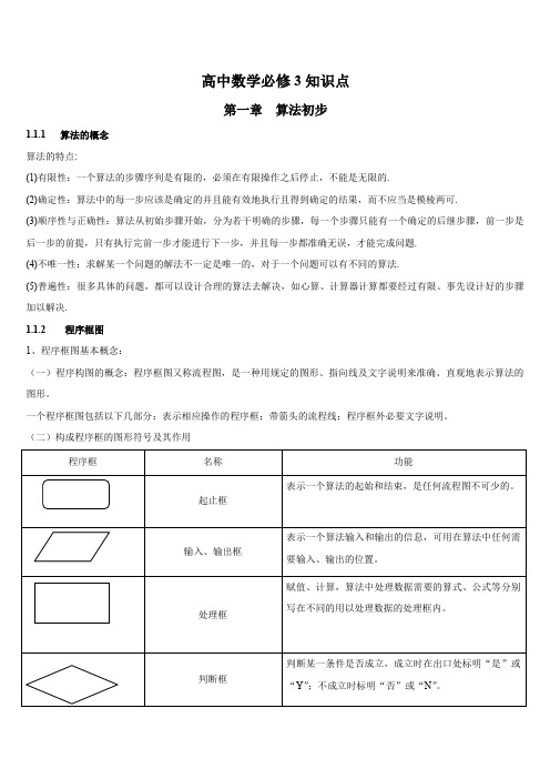 (完整word版)人教版高中数学必修3各章知识点总结