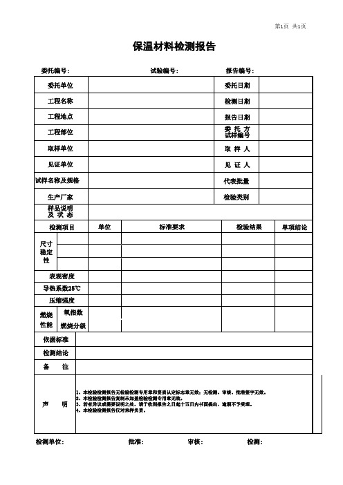 保温材料检测报告模板