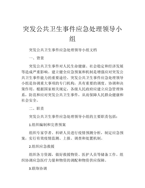 突发公共卫生事件应急处理领导小组