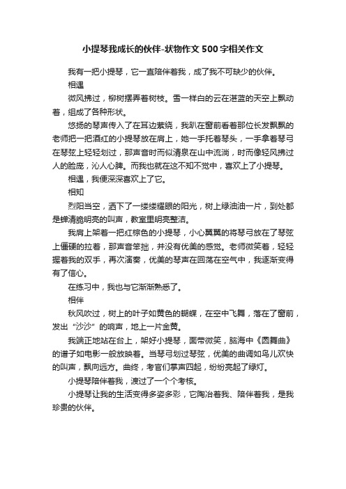 小提琴我成长的伙伴-状物作文500字相关作文