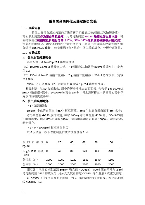 蛋白质分离纯化及鉴定综合实验