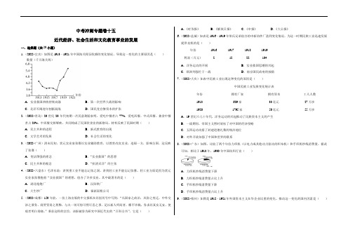 中考冲刺专题卷15 近代经济、社会生活和文化教育事业的发展(原卷板)