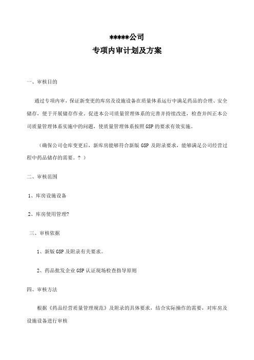 药品批发企业库房变更专项内审