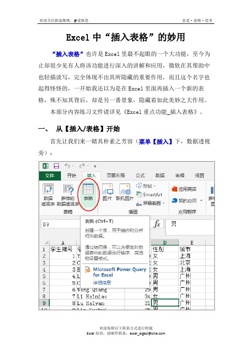 Excel中插入表格的妙用