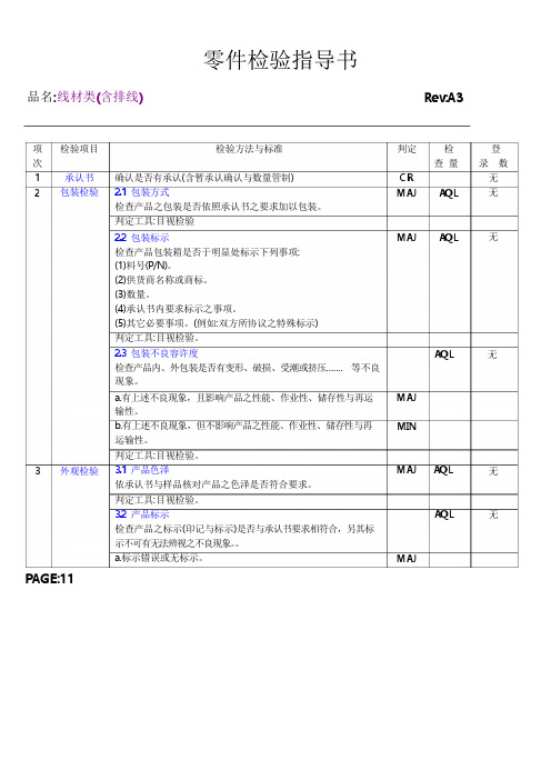 线材(含排线)类检验指导书