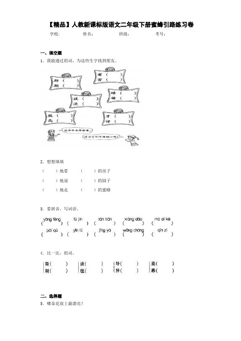 小学人教新课标版语文二年级下册蜜蜂引路练习卷(含答案解析)