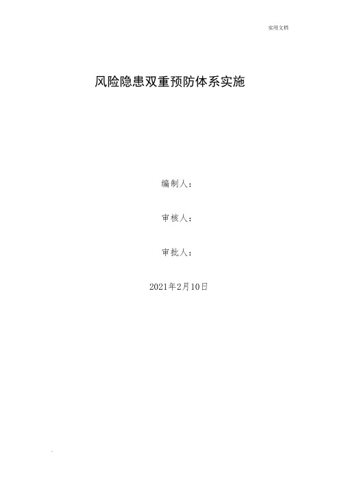 风险隐患双重预防体系建设实施方案