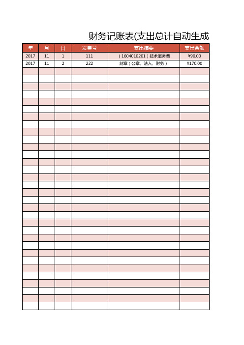 Excel表格通用模板：财务记账表(自动生成)