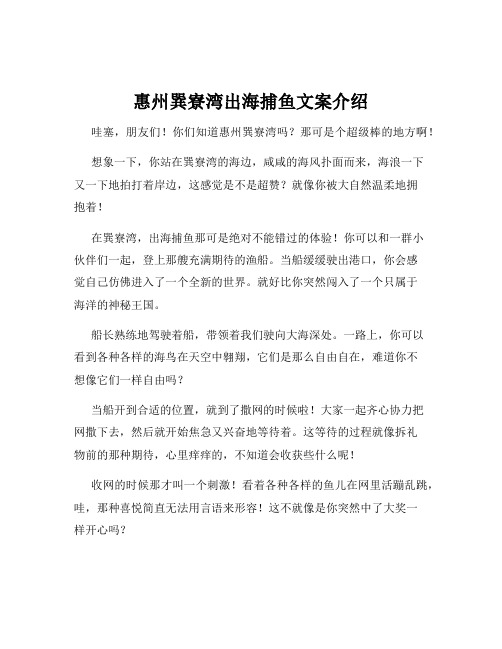 惠州巽寮湾出海捕鱼文案介绍