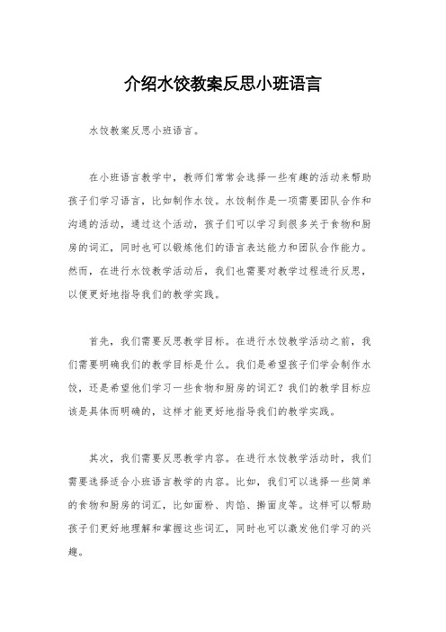 介绍水饺教案反思小班语言