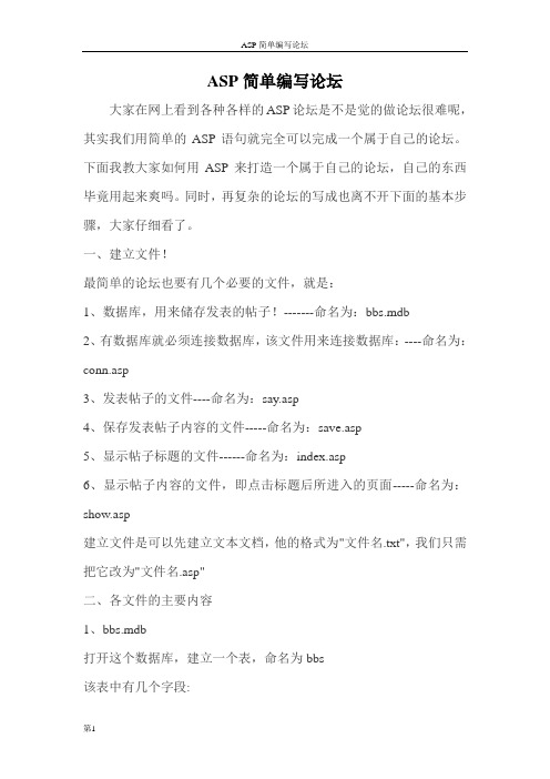 ASP编写简单论坛系统