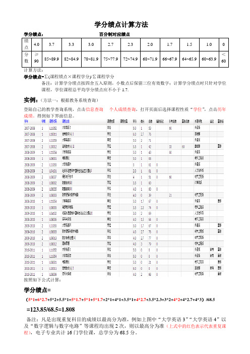 学分绩点计算方法新