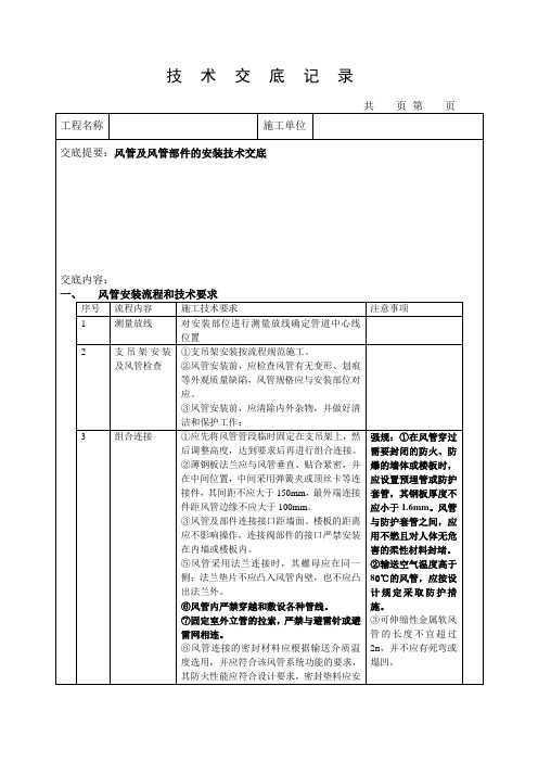 风管及部件的安装