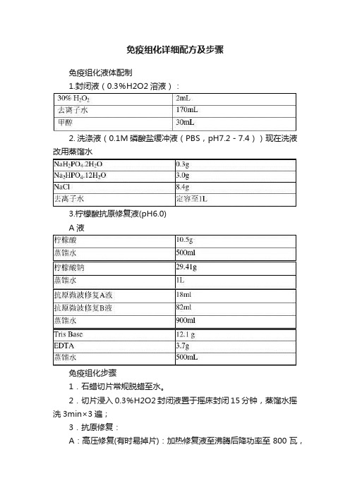 免疫组化详细配方及步骤