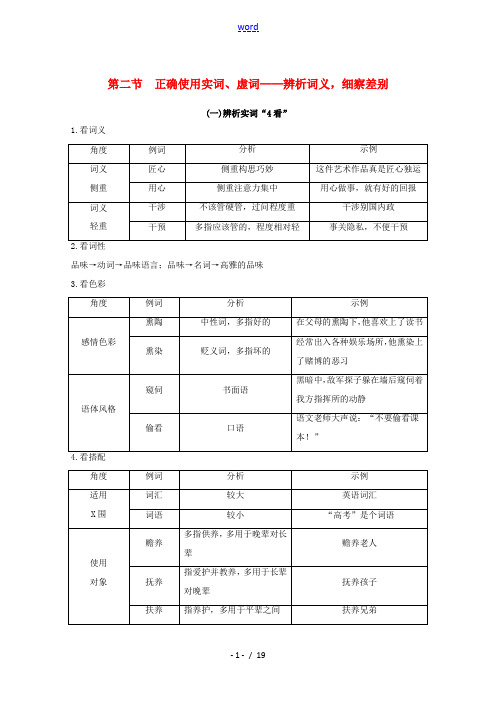 高考语文一轮复习 语言文字运用 专题一 考点二 第二节 正确使用实词、虚词教学案-人教版高三全册语文