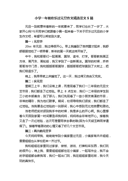 小学一年级欢乐过元旦作文精选范文5篇