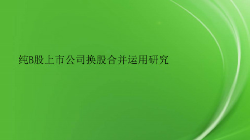 纯B股上市公司换股合并运用研究