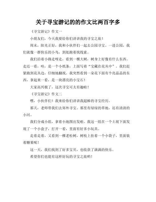 关于寻宝游记的的作文比两百字多