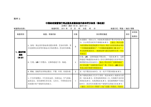 中国邮政储蓄银行网点服务质量检查内容和评分标准(修改说明版)