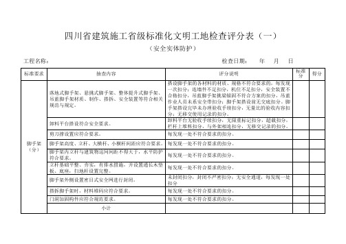 四川省建筑施工省级标准化文明工地检查评分表(一)