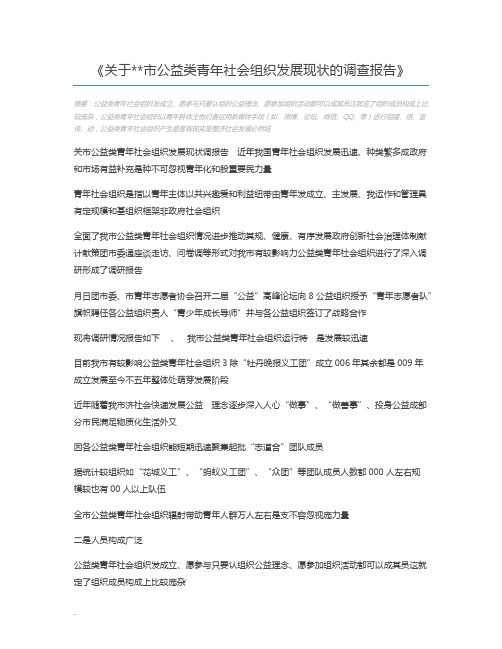 关于市公益类青年社会组织发展现状的调查报告