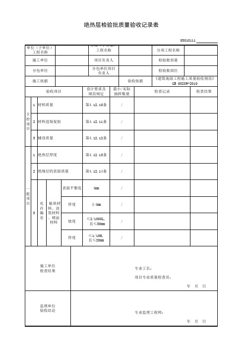 绝热层检验批质量验收记录