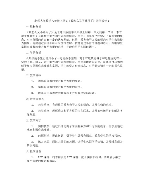 北师大版数学八年级上册1《数怎么又不够用了》教学设计1