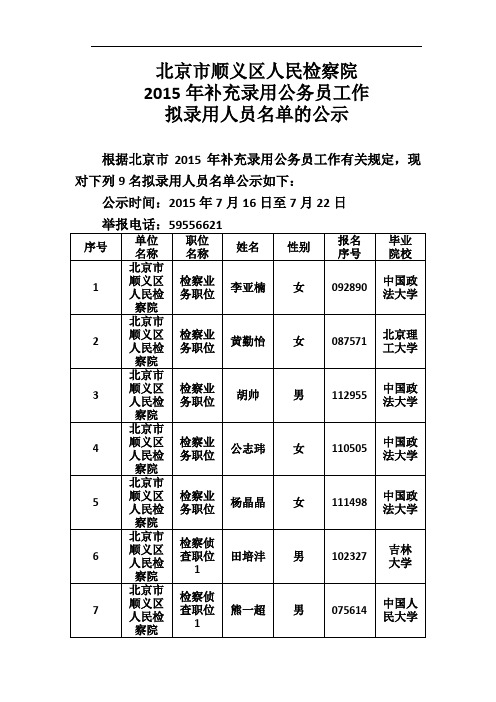 北京市顺义区人民检察院