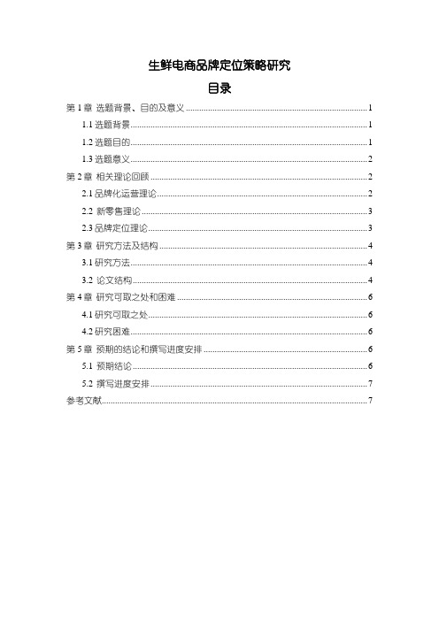 《品牌定位策略问题研究文献综述开题报告(含提纲)5000字》