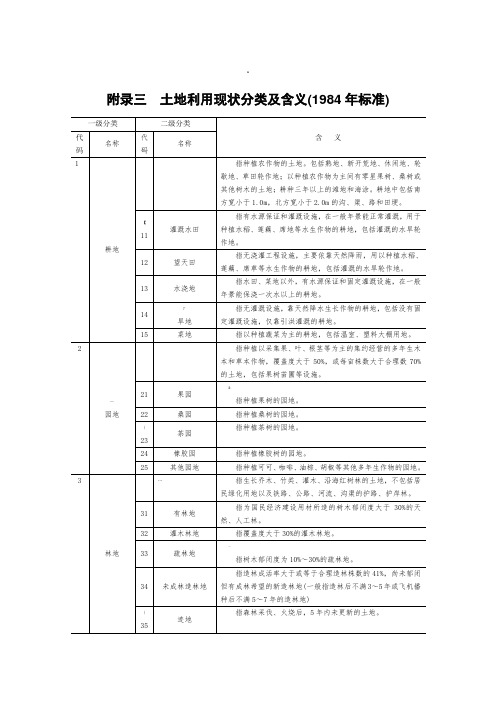--土地利用现状分类及含义(1984年标准)