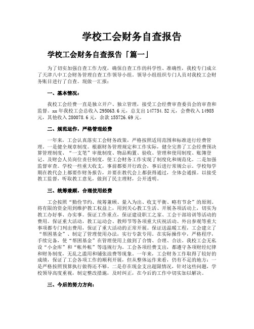 学校工会财务自查报告