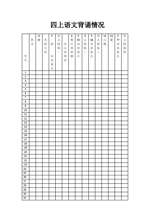 四年级语文上册课文背诵表