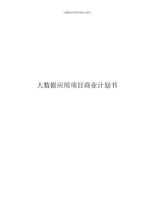 大数据应用项目商业计划书