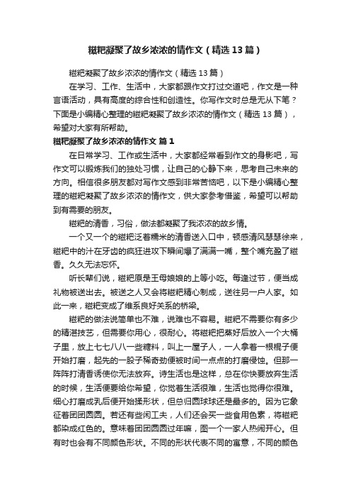 糍粑凝聚了故乡浓浓的情作文（精选13篇）