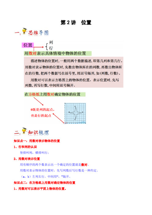 第2讲 位置(学生版)(知识梳理+典例分析+举一反三+巩固提升)人教版