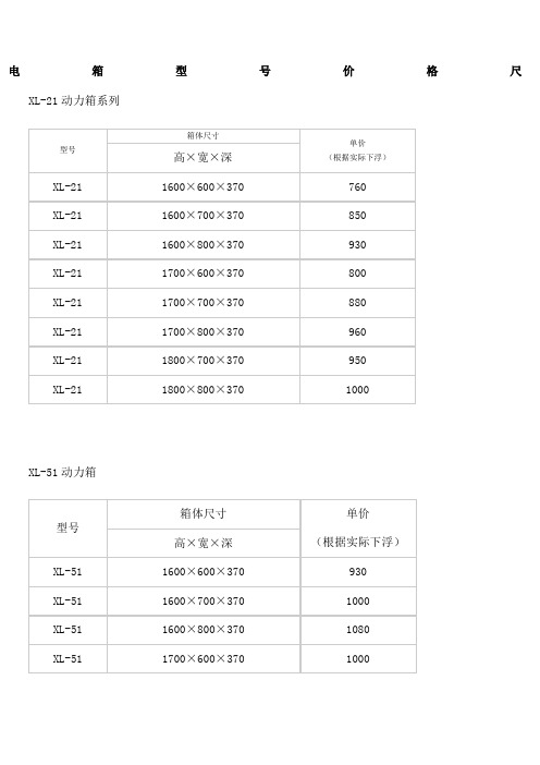 配电箱型号价格尺寸