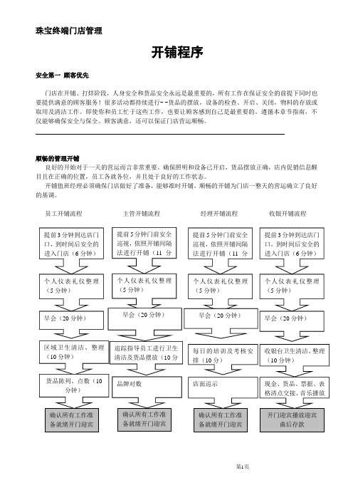 珠宝门店开店及早会流程  定价