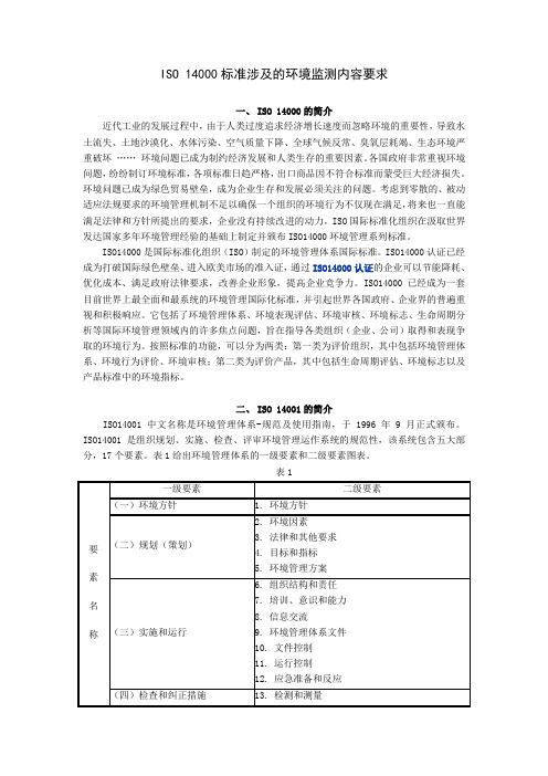 ISO14000体系认证涉及的环境监测要求