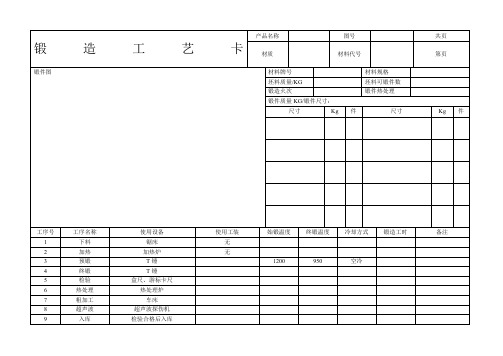 锻造、法兰工艺卡