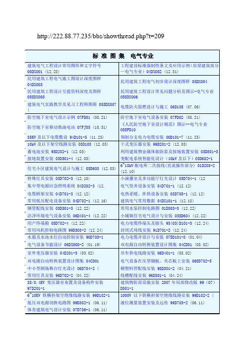 电子版标准图集目录 电气专业