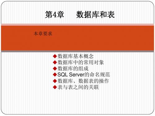 SQL Server数据库管理第4章  数据库和表