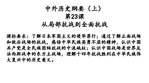 高中历史人教版版必修中外历史纲要上从局部抗战到全面抗战(演示课件)