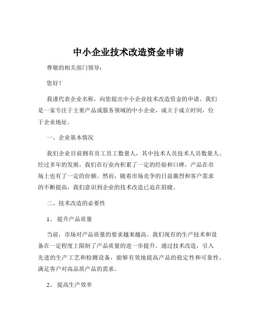 中小企业技术改造资金申请