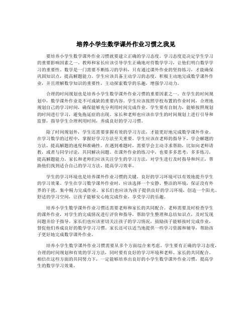 培养小学生数学课外作业习惯之我见