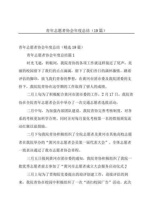 青年志愿者协会年度总结(19篇)