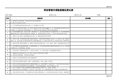 (2015.3.3修)劳务管理专项检查情况登记表