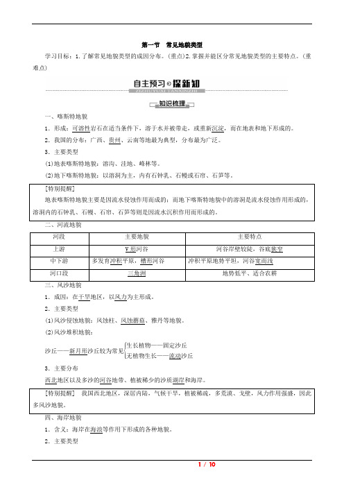 2019版新教材高中地理新人教版必修第一册 第4章地貌第1节常见地貌类型讲义