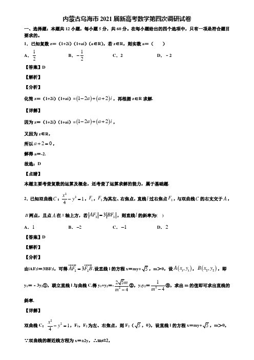 内蒙古乌海市2021届新高考数学第四次调研试卷含解析